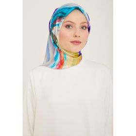 Armine 9102-82 Pembe-Petrol Yeşil Batik Desen Tivil İpek Eşarp