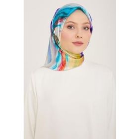 Armine 9102-82 Pembe-Petrol Yeşil Batik Desen Tivil İpek Eşarp