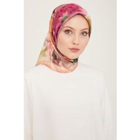 Armine 9103-34 Pudra Batik Çiçek Desenli Sura İpek Eşarp