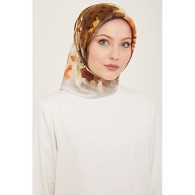 Armine 9103-84 Gümüş Batik Çiçek Desenli Tivil İpek Eşarp