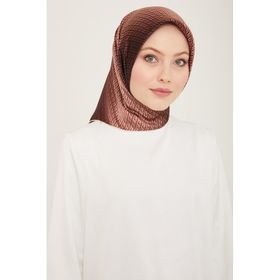 Armine 9104-21 Kahverengi Geçişli Monogram Desen Tivil İpek Eşarp