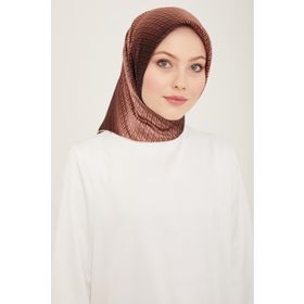 Armine 9104-21 Kahverengi Geçişli Monogram Desen Tivil İpek Eşarp