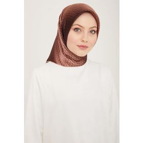 Armine 9104-21 Kahverengi Geçişli Monogram Desen Tivil İpek Eşarp
