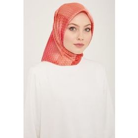 Armine 9104-52 Mercan-Mor Geçişli Monogram Desen Tivil İpek Eşarp