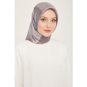 Armine 9104-85 Gri Geçişli Monogram Desen Tivil İpek Eşarp