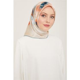 Armine 9105-05 Krem Çiçek Desen Tivil İpek Eşarp