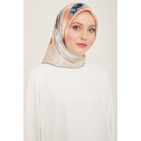 Armine 9105-05 Krem Çiçek Desen Tivil İpek Eşarp
