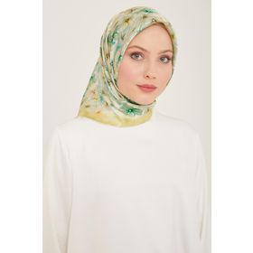 Armine 9108-02 Soft Yeşil Çiçek Desen Tivil İpek Eşarp