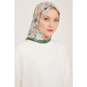 Armine 9108-84 Yeşil Çiçek Desen Sura İpek Eşarp