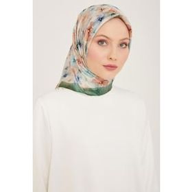 Armine 9108-84 Yeşil Çiçek Desen Sura İpek Eşarp