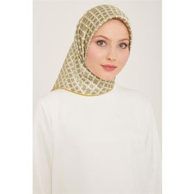 Armine 9109-33 Soft Yeşil Bal Peteği Desen Tivil İpek Eşarp