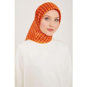 Armine 9109-50 Turuncu Bal Peteği Desen Sura İpek Eşarp