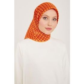 Armine 9109-50 Turuncu Bal Peteği Desen Sura İpek Eşarp