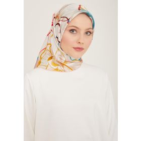 Armine 9110-08 Pudra Çiçek Desen Sura İpek Eşarp