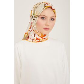 Armine 9110-31 Taş Çiçek Desen Tivil İpek Eşarp