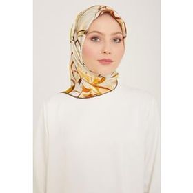 Armine 9110-34 Yağ Yeşil Çiçek Desen Sura İpek Eşarp