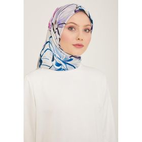 Armine 9110-35 Gri Çiçek Desen Sura İpek Eşarp