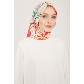 Armine 9110-54 Pembe Çiçek Desen Sura İpek Eşarp