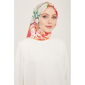 Armine 9110-54 Pembe Çiçek Desen Sura İpek Eşarp