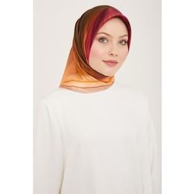 Armine 9112-05 Mor-Yeşil Hologram Desen Tivil İpek Eşarp