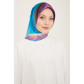 Armine 9112-27 Mavi-Morcivert Hologram Desen Sura İpek Eşarp
