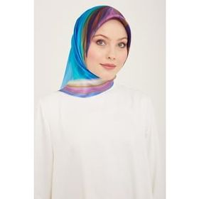 Armine 9112-27 Mavi-Morcivert Hologram Desen Sura İpek Eşarp
