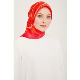 Armine 9115-50 Mercan-Pembe Dijital Çiçek Desen Sura İpek Eşarp
