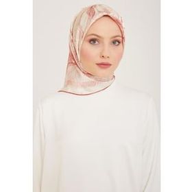 Armine 9121-38 Pembe Karma Çiçek Desen Tivil İpek Eşarp