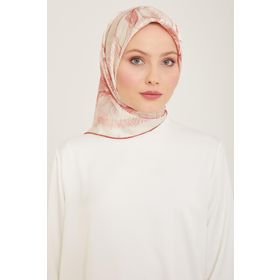 Armine 9121-38 Pembe Karma Çiçek Desen Tivil İpek Eşarp