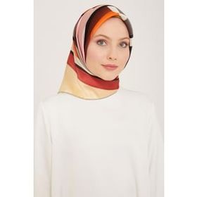 Armine 9122-39 Gül Kurusu-Kahverengi Geometrik Desen Sura İpek Eşarp