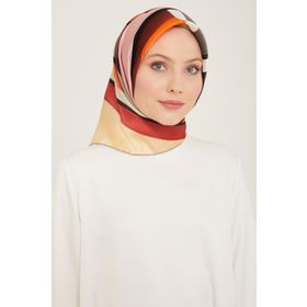 Armine 9122-39 Gül Kurusu-Kahverengi Geometrik Desen Sura İpek Eşarp