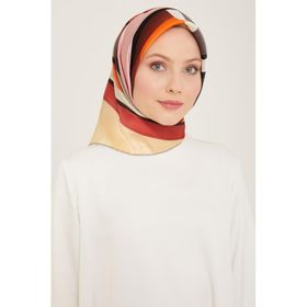Armine 9122-39 Gül Kurusu-Kahverengi Geometrik Desen Tivil İpek Eşarp