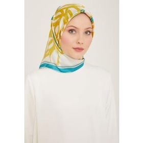 Armine 9123-05 Yağ Yeşil-Turkuaz Çiçek Desen Sura İpek Eşarp