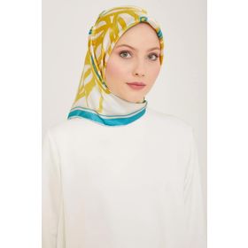 Armine 9123-05 Yağ Yeşil-Turkuaz Çiçek Desen Sura İpek Eşarp