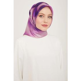 Armine 9124-35 Lila-Cappucino Geçişli Çiçek Desen Sura İpek Eşarp
