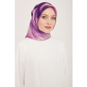 Armine 9124-35 Lila-Cappucino Geçişli Çiçek Desen Sura İpek Eşarp