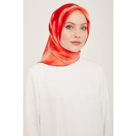Armine 9124-54 Pembe-Nar Çiçeği Geçişli Çiçek Desen Tivil İpek Eşarp
