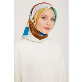 Armine 9125-34 Beyaz Karma Desen Tivil İpek Eşarp