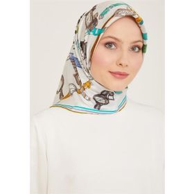 Armine 9125-34 Beyaz Karma Desen Tivil İpek Eşarp