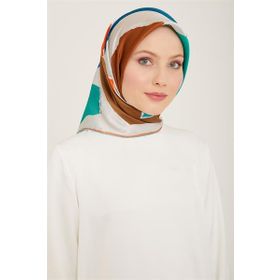 Armine 9125-83 Gri Geometrik Desen Sura İpek Eşarp