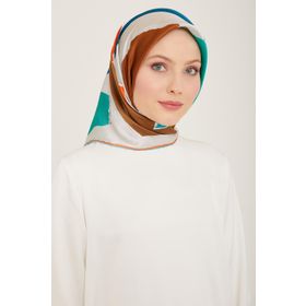 Armine 9125-83 Gri Geometrik Desen Sura İpek Eşarp