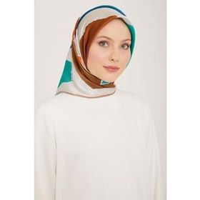 Armine 9125-83 Gri Geometrik Desen Tivil İpek Eşarp