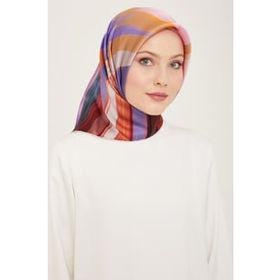 Armine 9131-01 Lila Fırça Desen Sura İpek Eşarp