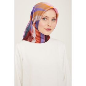 Armine 9131-01 Lila Fırça Desen Sura İpek Eşarp