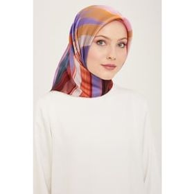 Armine 9131-01 Lila Fırça Desen Sura İpek Eşarp