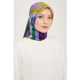 Armine 9131-05 Yağ Yeşil Fırça Desen Sura İpek Eşarp
