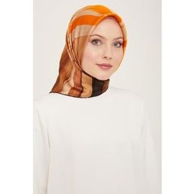 Armine 9131-50 Kahverengi Fırça Desen Sura İpek Eşarp