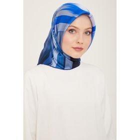 Armine 9131-51 Mavi Fırça Desen Tivil İpek Eşarp