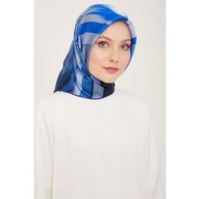 Armine 9131-51 Mavi Fırça Desen Tivil İpek Eşarp