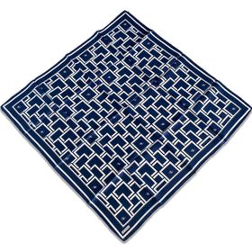 Armine 9132-88 Lacivert Geometrik Desen Tivil İpek Eşarp